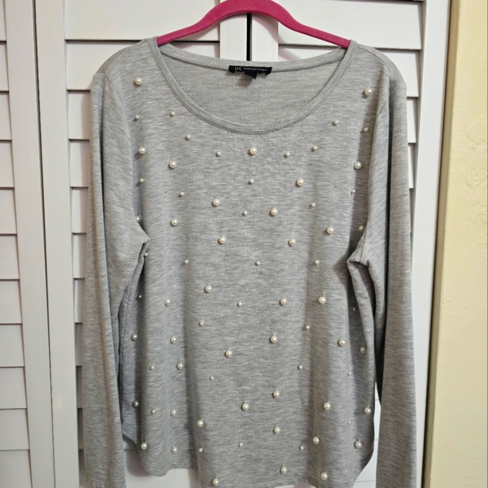 INC International Concepts Scoop Neck Embelished Shirt